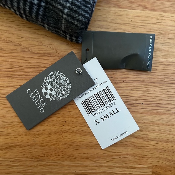 NWT Vince Camuto black and white plaid walker double breasted pea coat - Picture 6 of 8